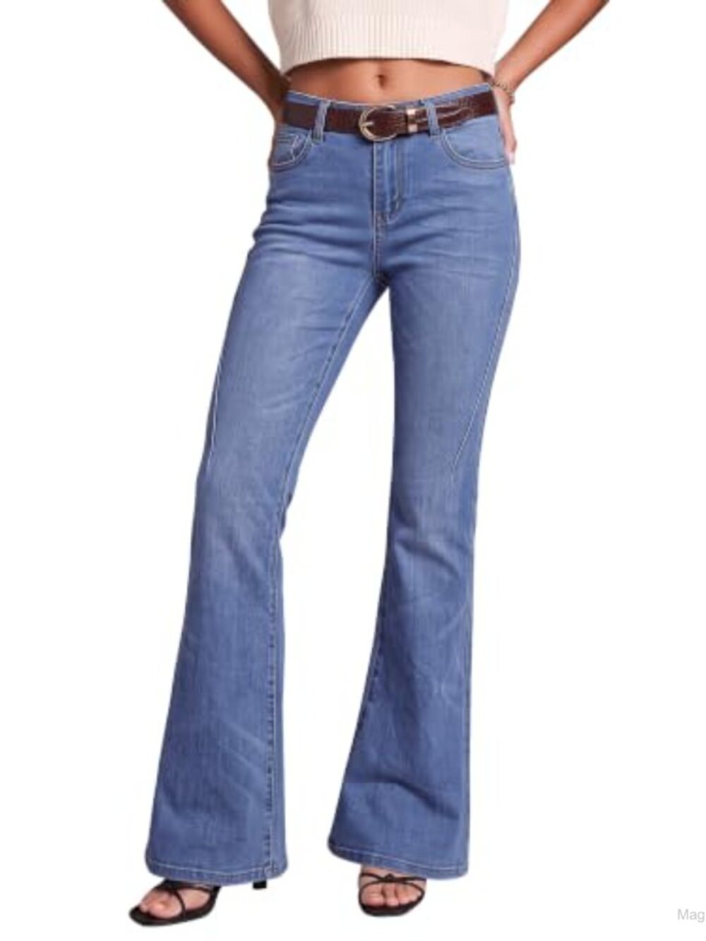 Flare Jeans Bootcut Distressed Stretch Denim Low Rise